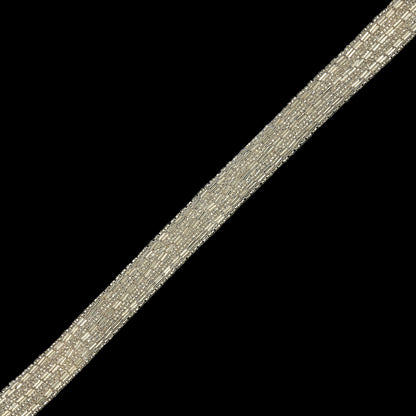 Vintage Silver Striped 12-Row Glass Seed and Bugle Beaded Trim - 0.75"