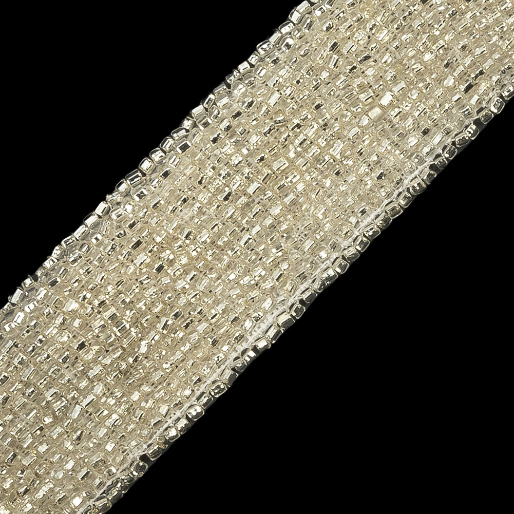 Vintage Silver 14-Row Glass Seed Beaded Trim - 1" Detail