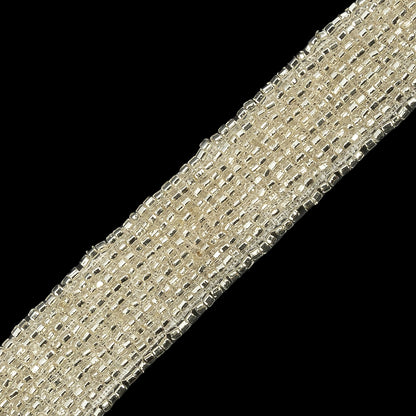Vintage Silver 10-Row Glass Seed Beaded Trim - 0.875" Detail
