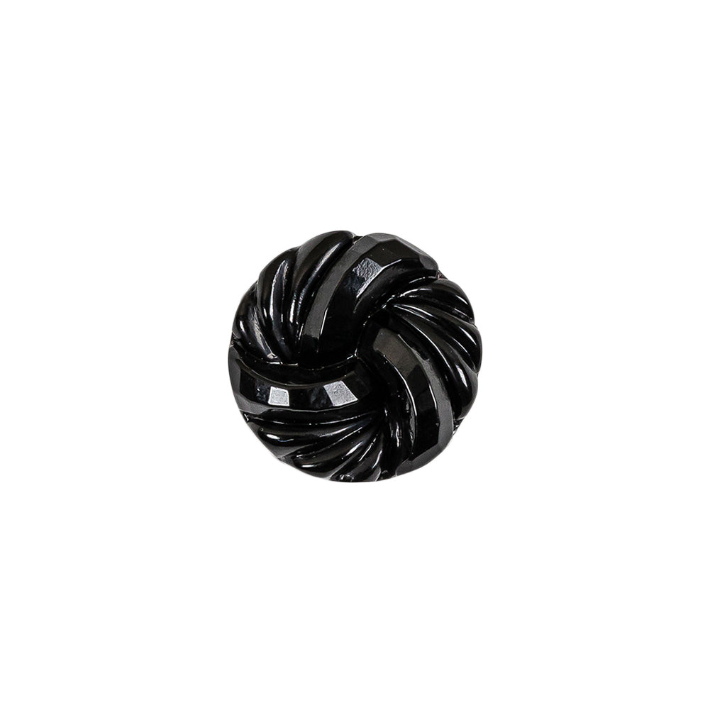 Vintage Jet Knotted Shank Back Glass Button - 22L/14mm
