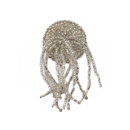 Vintage Silver-lined Beaded Tassel Button - 44L/28mm