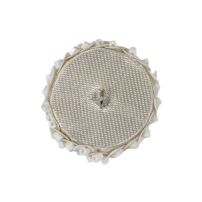 Vintage White Domed Sequined and Beaded Shank Back Button - 40L/25.5mm Detail