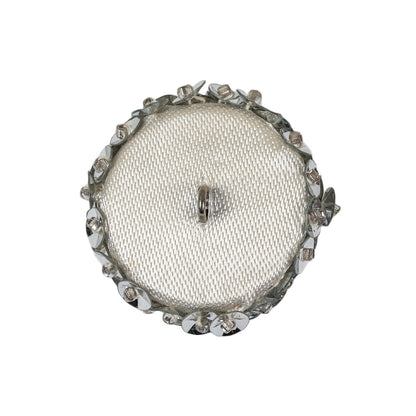 Vintage Silver Domed Sequined and Beaded Shank Back Button - 40L/25.5mm Detail