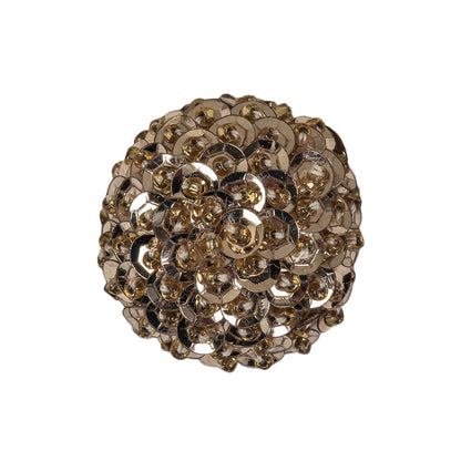 Vintage Gold Domed Sequined and Beaded Shank Back Button - 40L/25.5mm