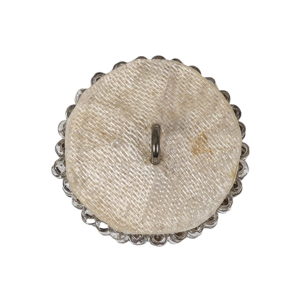 Vintage Silver Lined Seed Beaded Domed Shank Back Button - 42L/27mm Detail