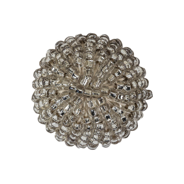 Vintage Silver Lined Seed Beaded Domed Shank Back Button - 42L/27mm