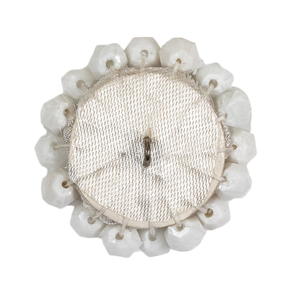 Vintage White Faceted Beaded Dome Shaped Button - 60L/38mm Detail