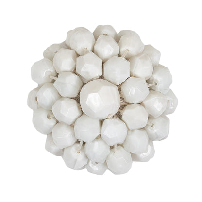 Vintage White Faceted Beaded Dome Shaped Button - 60L/38mm
