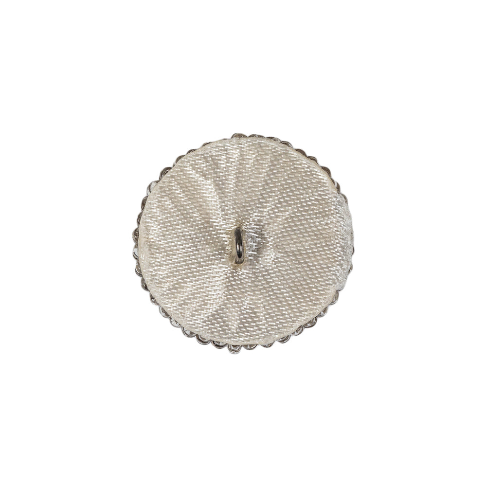 Vintage Silver Lined Seed Beaded Domed Shank Back Button - 32L/20mm Detail