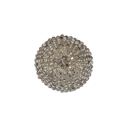 Vintage Silver Lined Seed Beaded Domed Shank Back Button - 32L/20mm