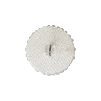 Vintage Satin White Seed Beaded Shank Back Button - 33L/21mm Detail