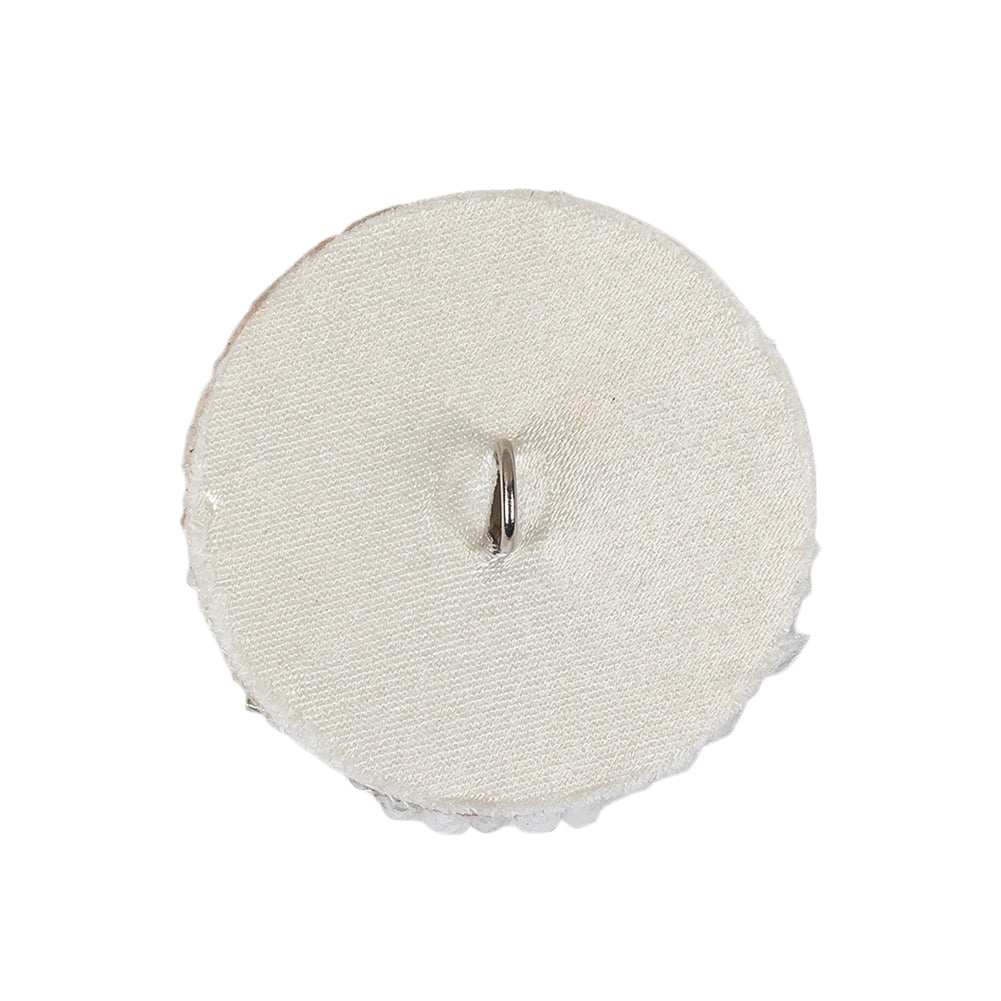 Vintage Satin White Seed Beaded Shank Back Button - 42L/27mm Detail