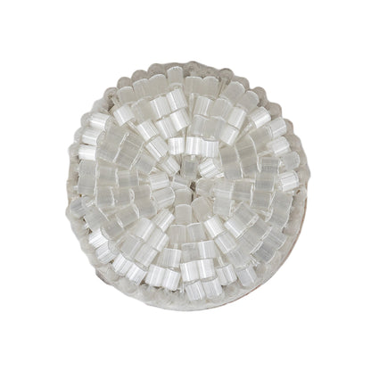 Vintage Satin White Seed Beaded Shank Back Button - 42L/27mm