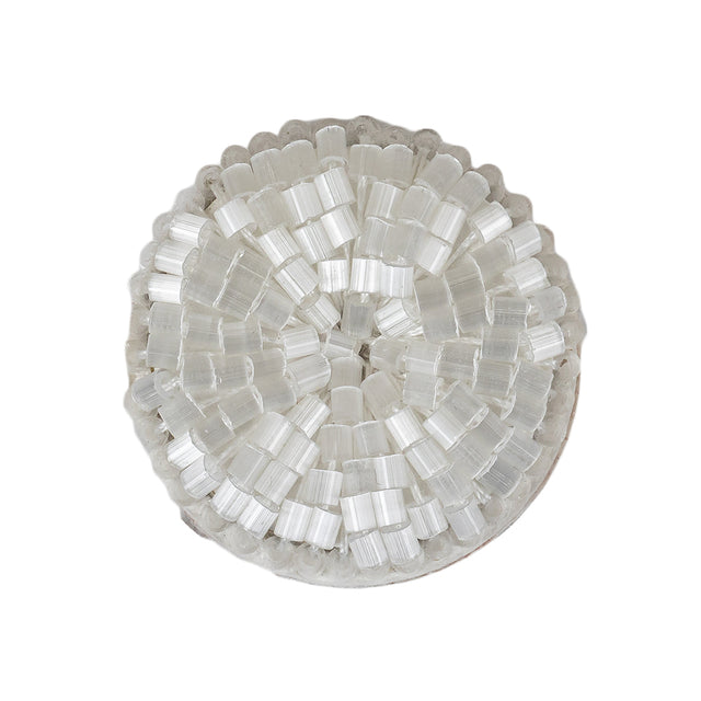 Vintage Satin White Seed Beaded Shank Back Button - 42L/27mm