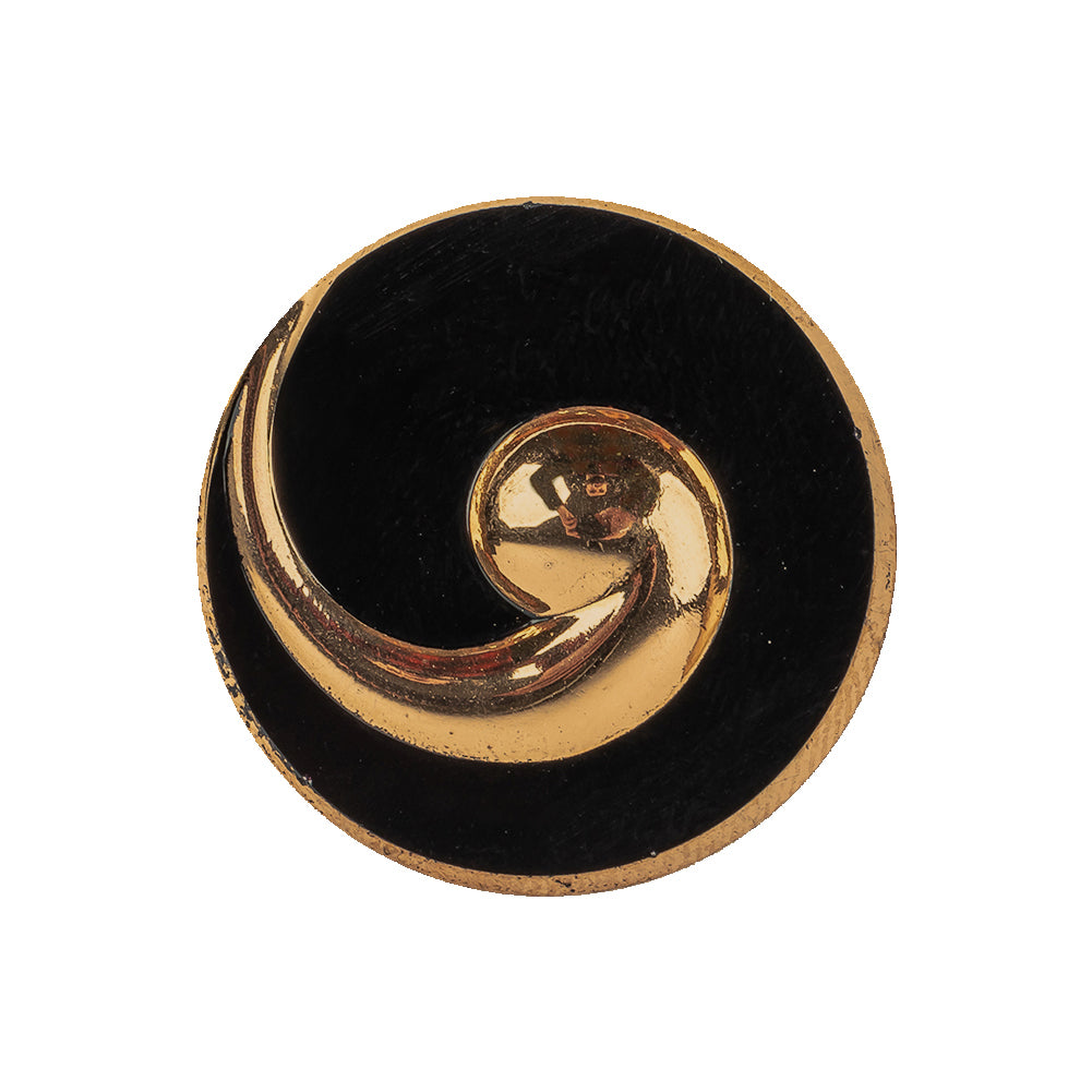 Vintage Gold and Black Swirl Glass Shank Back Coat Button - 40L/25.5mm