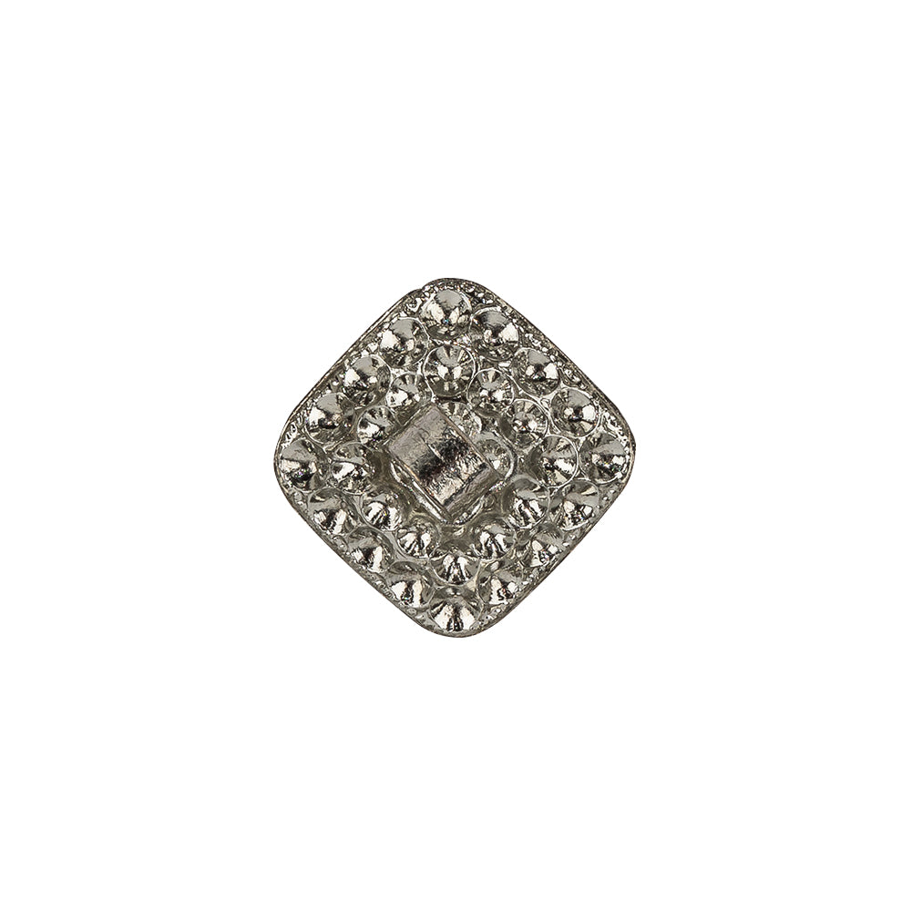 Vintage Swarovski Crystal Rhinestones and Silver Metal Square Shank Back Button - 25L/16mm Detail