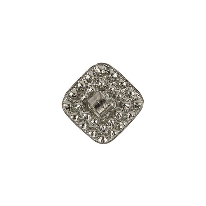 Vintage Swarovski Crystal Rhinestones and Silver Metal Square Shank Back Button - 25L/16mm Detail
