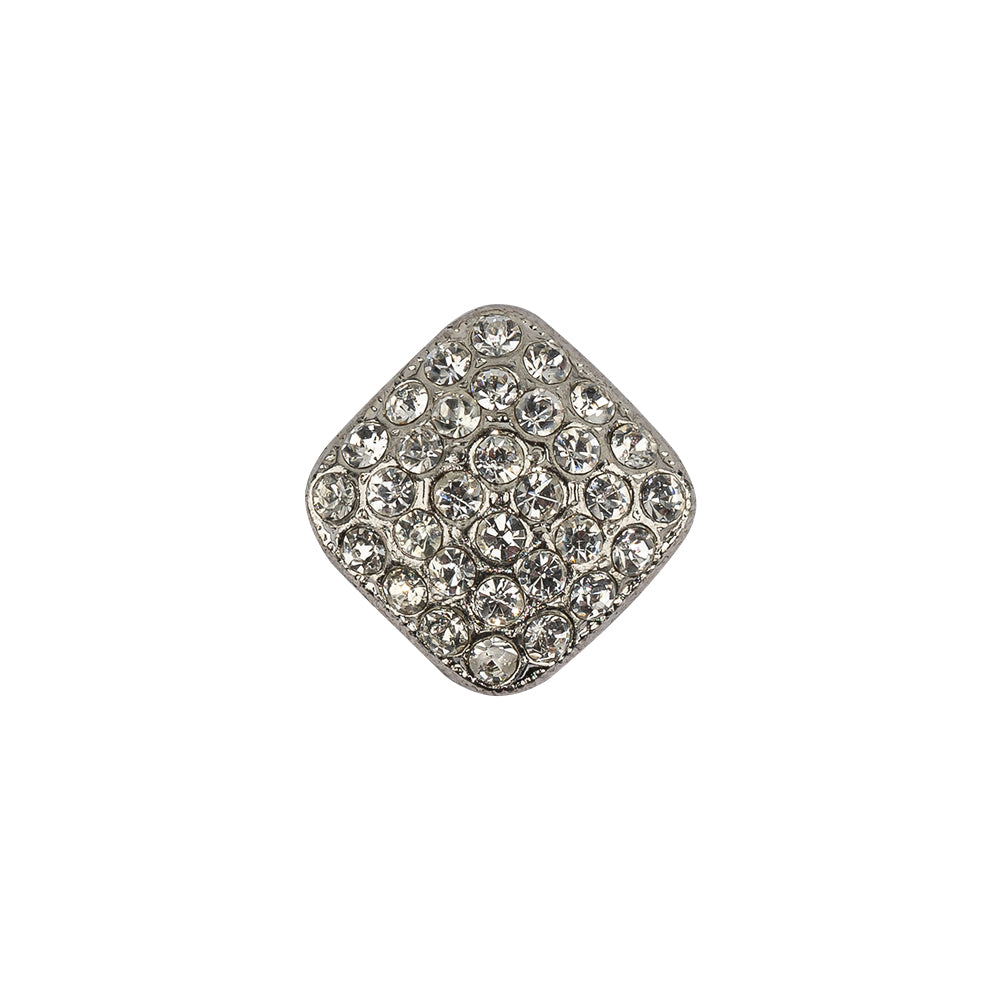 Vintage Swarovski Crystal Rhinestones and Silver Metal Square Shank Back Button - 25L/16mm