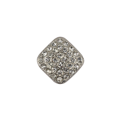 Vintage Swarovski Crystal Rhinestones and Silver Metal Square Shank Back Button - 25L/16mm