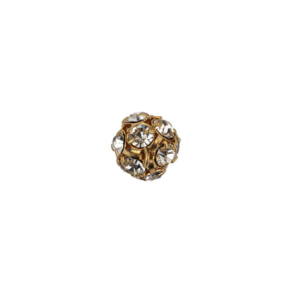 Vintage Swarovski Crystal Rhinestones and Gold Metal Shank Back Ball Button - 16L/10mm Detail