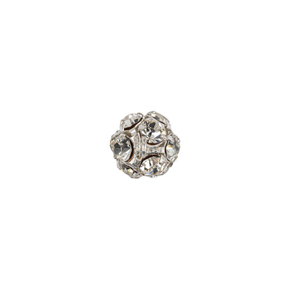 Vintage Swarovski Crystal Rhinestones and Silver Metal Shank Back Ball Button - 16L/10mm Detail