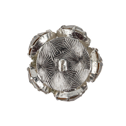 Vintage Crystal Rhinestones and Silver Metal Shank Back Button - 40L/25.5mm Detail