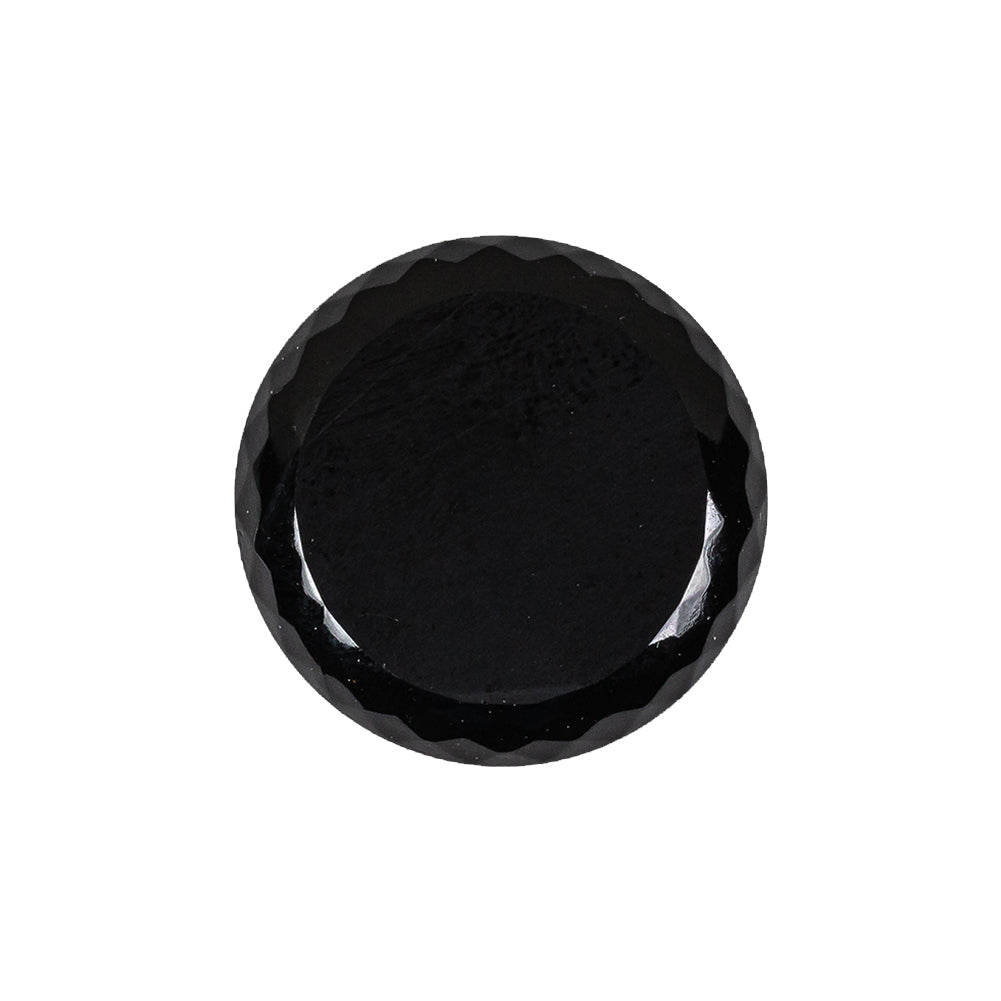 Vintage Matte Jet Smooth Top Faceted Shank Back Glass Button - 35L/22mm