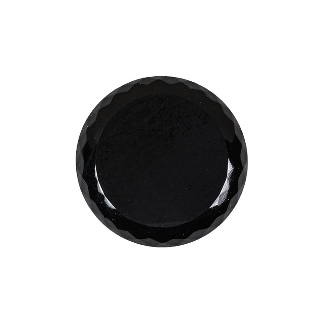 Vintage Matte Jet Smooth Top Faceted Shank Back Glass Button - 35L/22mm