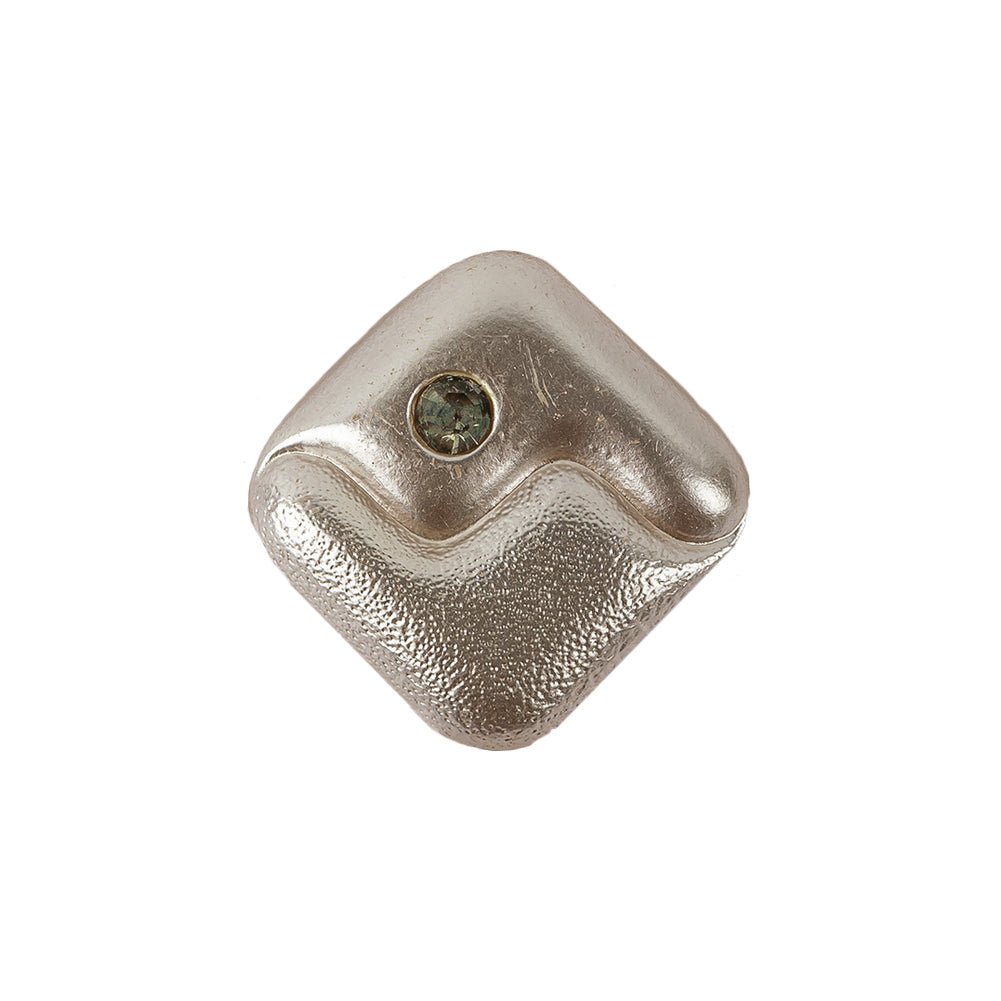 Vintage Pearl Finished Shank Back Square Glass Button with Rhinestone - 36L/23mm