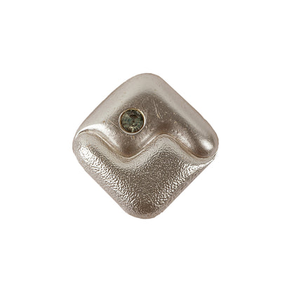 Vintage Pearl Finished Shank Back Square Glass Button with Rhinestone - 36L/23mm