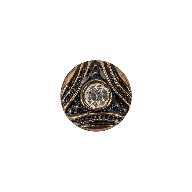 template--26688905969737__main-Vintage Antique Gold and Black Shank Back Glass Button with Rhinestone Core - 22L/14mm