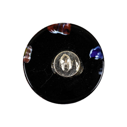 Vintage Black, Red and Blue Mosaic Domed Shank Back Glass Button - 40L/25.5mm Detail