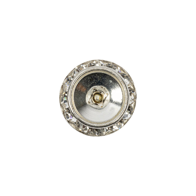Vintage Crystal Rhinestones and Silver Metal Shank Back Button With No Center - 24L/15mm