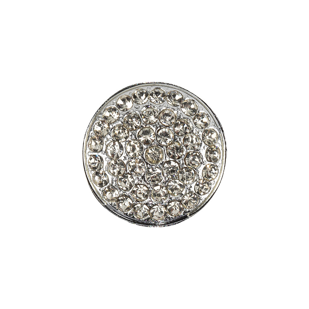 Vintage Swarovski Crystal Rhinestones and Silver Metal Circular Shank Back Button - 32L/20mm
