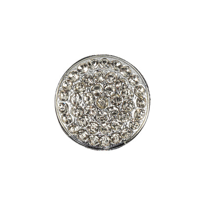 Vintage Swarovski Crystal Rhinestones and Silver Metal Circular Shank Back Button - 32L/20mm