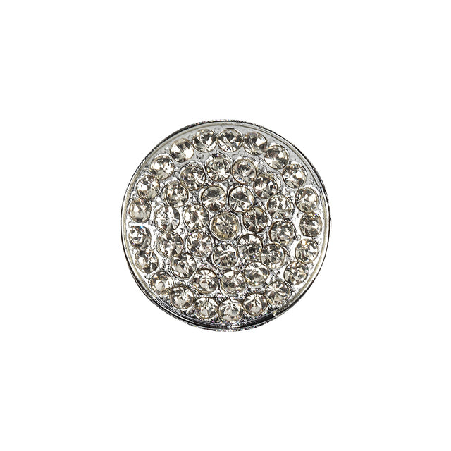 Vintage Swarovski Crystal Rhinestones and Silver Metal Circular Shank Back Button - 32L/20mm