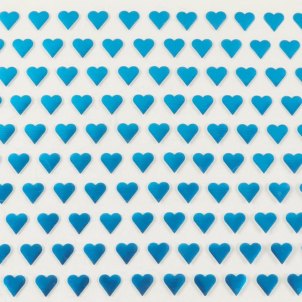 Vintage Metallic Turquoise Hearts Iron-On Film - 4" Detail