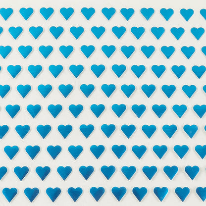 Vintage Metallic Turquoise Hearts Iron-On Film - 4" Detail