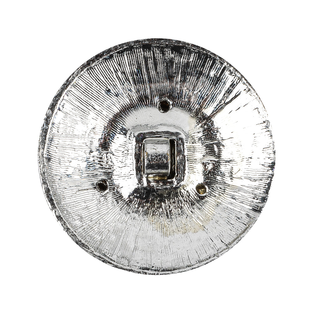 Vintage Swarovski Shiny Silver Hammered Metal Shank Back Button with Rhinestone Trio - 48L/30.5mm Detail