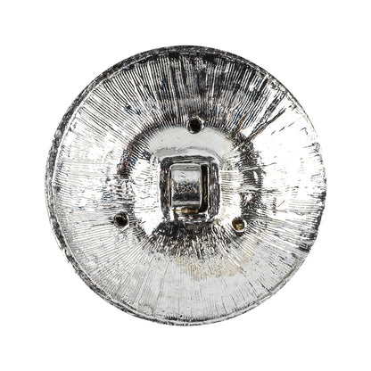 Vintage Swarovski Shiny Silver Hammered Metal Shank Back Button with Rhinestone Trio - 48L/30.5mm Detail