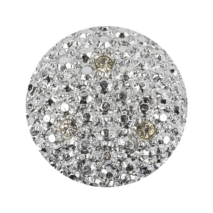 template--25130090922057__main-Vintage Swarovski Shiny Silver Hammered Metal Shank Back Button with Rhinestone Trio - 48L/30.5mm