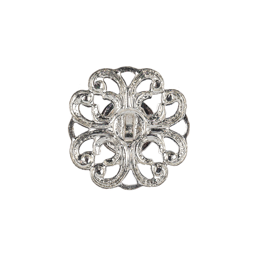 Vintage Swarovski Crystal Rhinestones and Silver Metal Open Framework Shank Button - 34L/21.5mm Detail