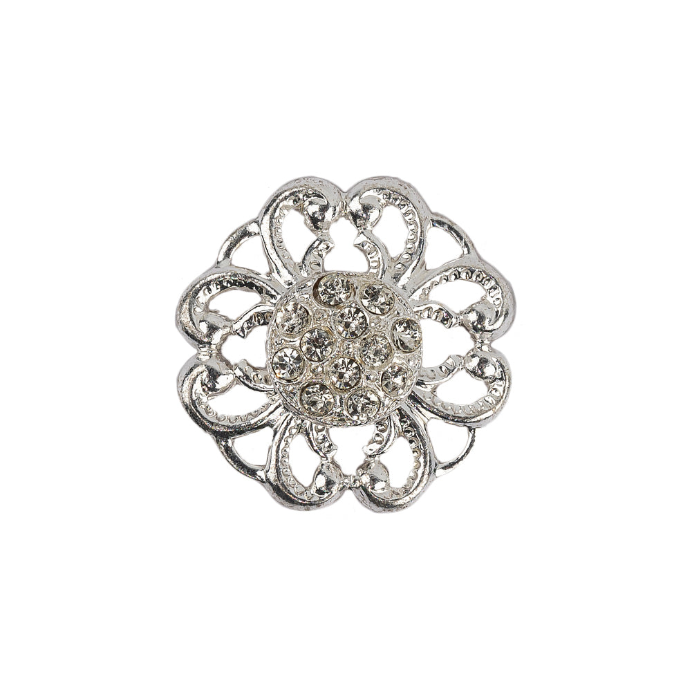 Vintage Swarovski Crystal Rhinestones and Silver Metal Open Framework Shank Button - 34L/21.5mm