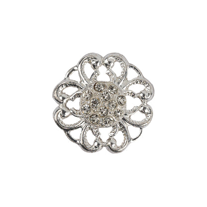 Vintage Swarovski Crystal Rhinestones and Silver Metal Open Framework Shank Button - 34L/21.5mm