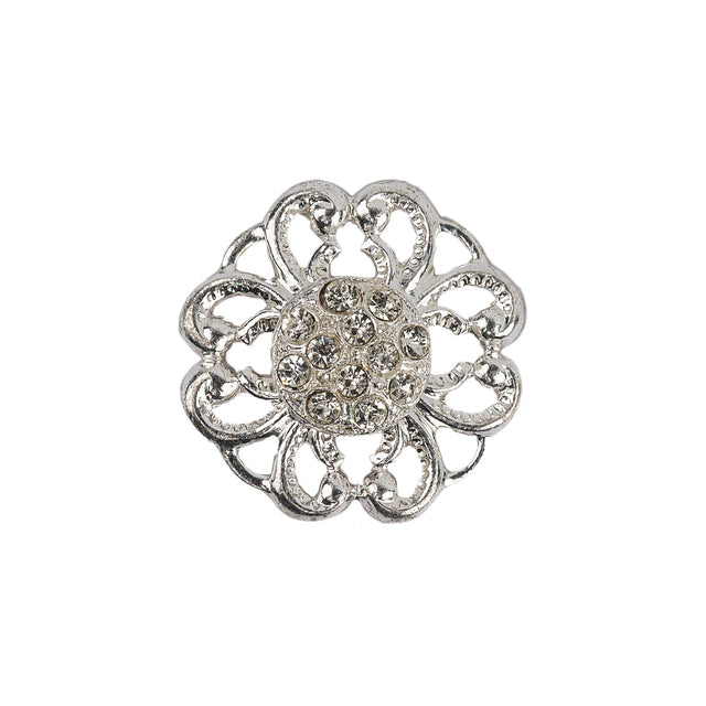 Vintage Swarovski Crystal Rhinestones and Silver Metal Open Framework Shank Button - 34L/21.5mm