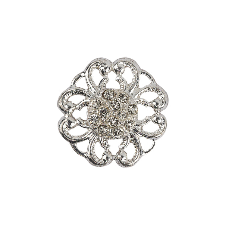 template--26688905969737__main-Vintage Swarovski Crystal Rhinestones and Silver Metal Open Framework Shank Button - 34L/21.5mm