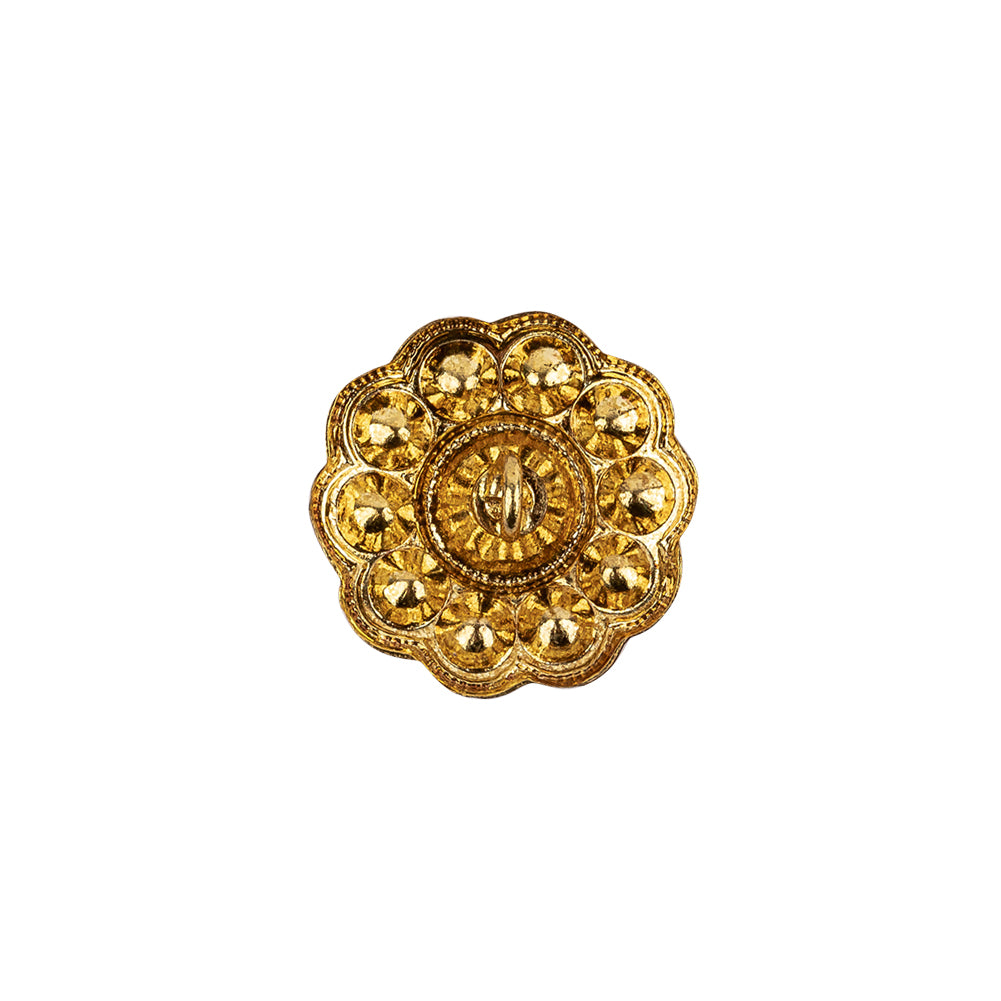 Vintage Swarovski Crystal and Gold Floral Shank Back Rhinestone Button - 25L/16mm Detail