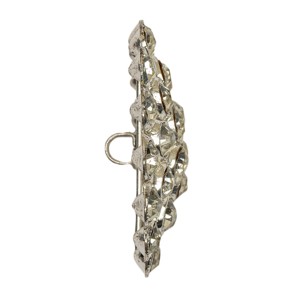 Vintage Crystal Rhinestones Silver Metal Open Framework Sew on Button - 58L/37mm Folded