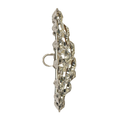 Vintage Crystal Rhinestones Silver Metal Open Framework Sew on Button - 58L/37mm Folded