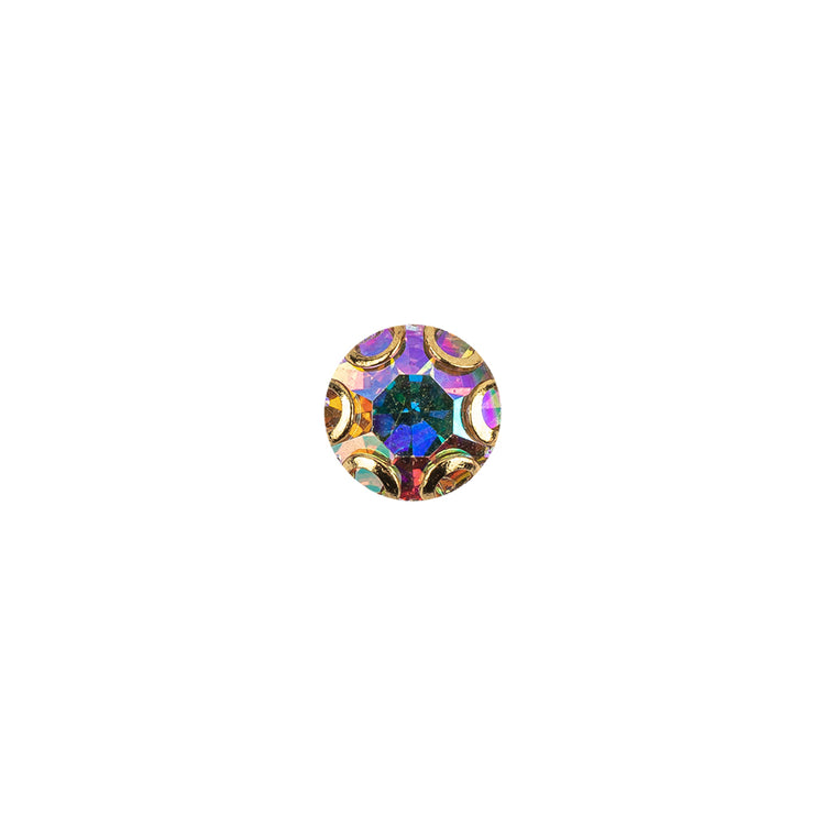 template--25130090922057__main-Vintage Swarovski Crystal AB Rhinestone and Gold Edged Self Back Button - 12L/7.5mm